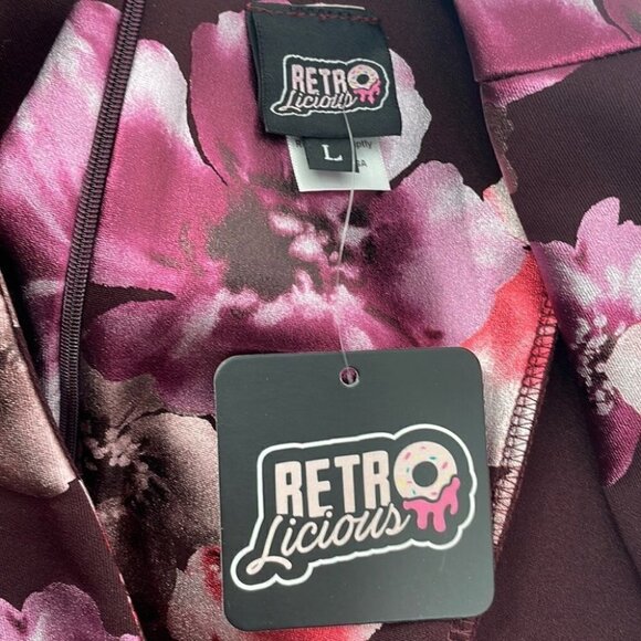 Retrolicious NWT The Lana dress floral pinks purples vintage inspired retro sz L - Picture 3 of 16